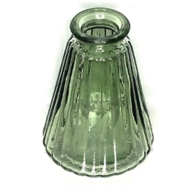 Vintage Green Glass Ribbed Bottle 10cm