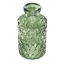 Vintage Green Glass Geometric Vase 9.5cm