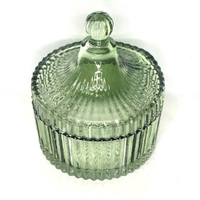 Vintage Green Glass Decorative Jar 12cm