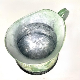 Green Metal Tropical Leaf Jug 22cm
