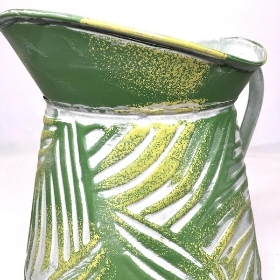 Green Metal Tropical Leaf Jug 22cm