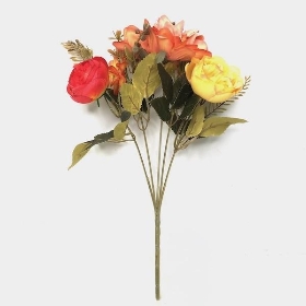 Red, Yellow & Coral Peony & Dahlia Bush 31cm