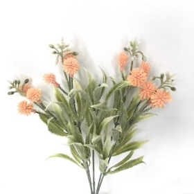 Coral Vintage Pom Pom Bush 32cm