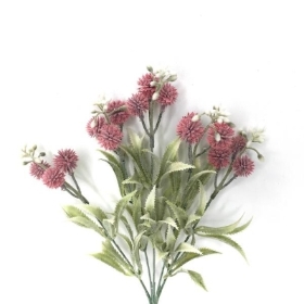 Dusky Pink Vintage Pom Pom Bush 32cm