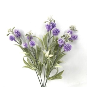 Lilac Vintage Pom Pom Bush 32cm