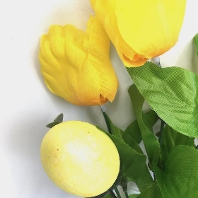 Yellow Tulip & Egg Bush 34cm