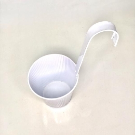 White Ribbed Hanging Planter 14cm