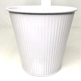 White Ribbed Hanging Planter 14cm