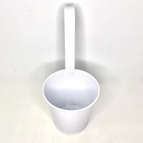 White Ribbed Hanging Planter 14cm