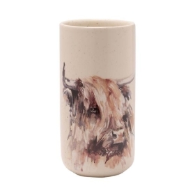Highland Cow Ceramic Vase 20cm