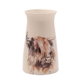 Highland Cow Ceramic Vase 17cm