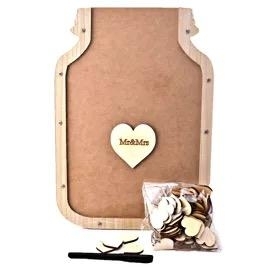Wooden Hearts Jar Guest Book