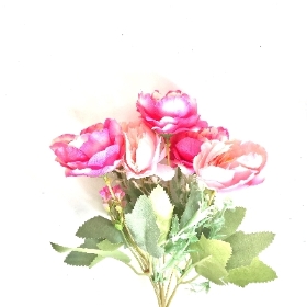 Pink Peony & Foliage Bush 30cm