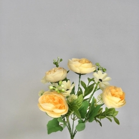 Yellow Peony & Berry Bush 32cm