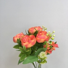 Orange Peony & Berry Bush 32cm