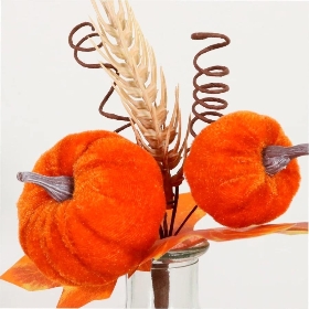 Orange Pumpkin & Wheat Pick 25cm