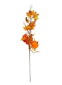 Pumpkin & Foliage Stem 71cm