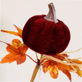 Burgundy Wild Velvet Pumpkin Pick 40cm