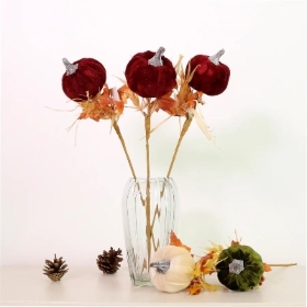 Burgundy Wild Velvet Pumpkin Pick 40cm
