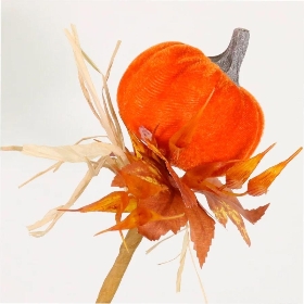 Orange Wild Velvet Pumpkin Pick 40cm
