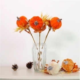 Orange Wild Velvet Pumpkin Pick 40cm