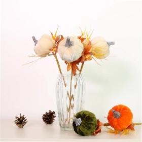 Cream Wild Velvet Pumpkin Pick 40cm