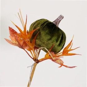 Green Wild Velvet Pumpkin Pick 40cm