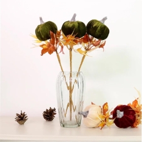 Green Wild Velvet Pumpkin Pick 40cm