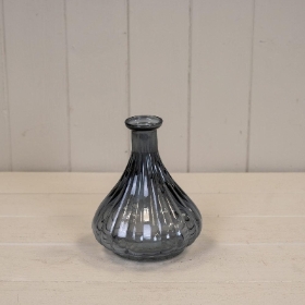 Cool Grey Ribbed Bud Vase 15cm