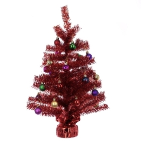 Red Tinsel Tree 50cm