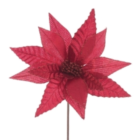 Large Red Velvet Poinsettia 55cm