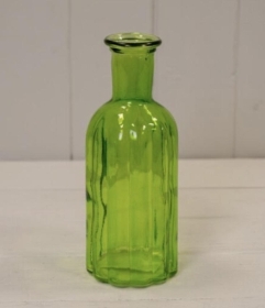 Ribbed Emerald Bottle Vase 19cm