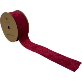 Red Crushed Velvet Ribbon 38mm