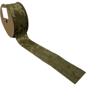 Olive Crushed Velvet Ribbon 38mm