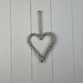 Hanging Silver Heart 12cm