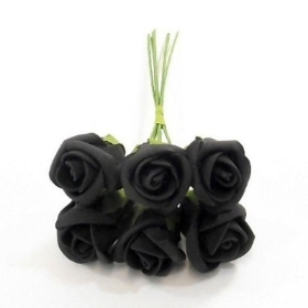 Small Black Foam Rose 23cm