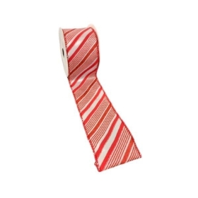 Red & White Stripe Ribbon 63mm