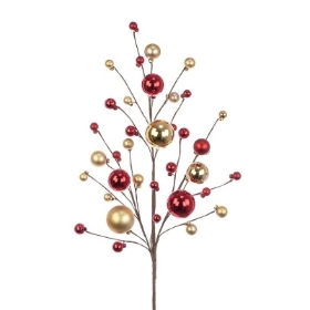 Red-Gold Bauble Spray 80cm