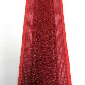 Red Hessian Woven Edge Ribbon 50mm