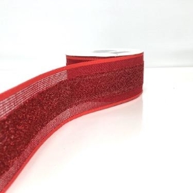 Red Hessian Woven Edge Ribbon 50mm
