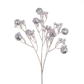 Silver Glitterball Spray 66cm