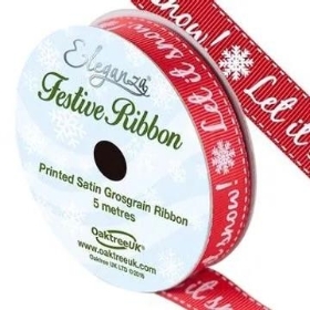 Red Let It Snow Ribbon 15mm