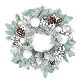 Snowy Cone & Bauble Wreath 60cm