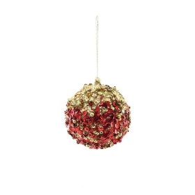 Red & Gold Sequin Decoration 6cm