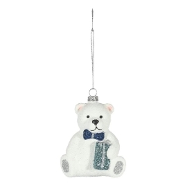 White & Blue Hanging Bear 11cm