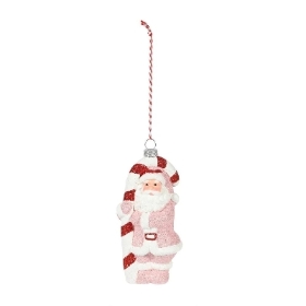 Pink Santa & Candy Cane 13cm