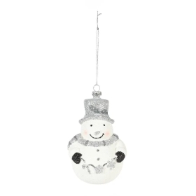 Silver Hanging Snowman 14cm