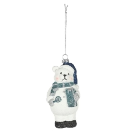 White & Blue Hanging Bear 13.5cm