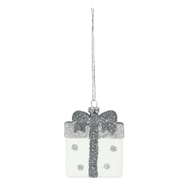 White & Silver Hanging Parcel 7.5cm