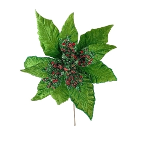 Green Beaded Poinsettia 50cm